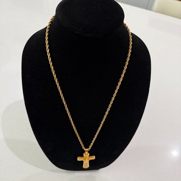 Men's Gold Tone Stainless Steel Cross - Picture 3 of 10